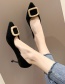 Fashion Black Pointed Velvet Bread Root Hollow Stiletto Square Buckle Sandals