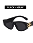Fashion Bright Black All Gray Resin Small Frame Uv Protection Sunglasses