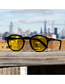 Fashion Leopard Tea Chips Small Frame Mi Nail Resin Round Sunglasses