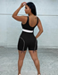 Fashion Black Sports Sling Contrast Knitted Jumpsuit