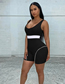 Fashion Black Sports Sling Contrast Knitted Jumpsuit