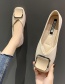 Fashion Beige Round Toe Shallow Mouth Soft Bottom Breathable Square Buckle Shoes