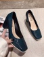 Fashion Blue Round Toe Thick Heel Shallow Cutout Shoes