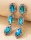 Fashion Blue Oval Alloy Diamond Earrings