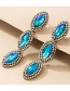 Fashion Blue Oval Alloy Diamond Earrings