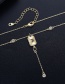Fashion 18k Geometric Pendant With Diamonds And Gold-plated Copper Chain Necklace