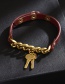 Fashion Brown Chain Key Pu Leather Alloy Stitching Bracelet