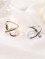 Fashion White K Crossed Snake Shaped Diamond Copper Gold Plated Open Ring