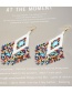 Fashion Blue Beaded Rice Beads Hand Woven Geometric Tassel Earrings
