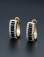 Fashion Gold-plated Black Zirconium Diamond And Gold-plated Geometric Earrings