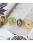 Fashion Open Ring Amethyst Flat Stone Square Sun Copper Gold Plated Ring