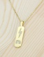Fashion Gilded Palm Rectangle Tag Diamond Flat Gold-plated Copper Pendant Necklace