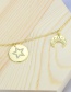 Fashion Gilded Five-pointed Star Glossy Round Plate With Diamonds And Gold-plated Copper Pendant Necklace