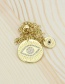 Fashion Gilded Stars And Moon Glossy Round Plate With Diamonds And Gold-plated Copper Pendant Necklace