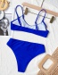Fashion Royal Blue Solid Color Triangle Stitching Split Swimsuit