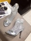 Fashion Silver Mesh Rhinestone Stiletto Heel Fish Mouth Sandals