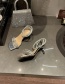 Fashion Silver Square Toe Stiletto Sandals With Rhinestones