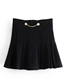 Fashion Black Plain Chain Pleated Skirt