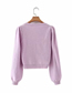 Fashion Purple Pure Color Square Collar Buttoned Plush Long-sleeved Sweater Sweater