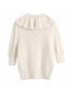 Fashion White Faux Pearl Inlaid Doll Neck Tie Knit Top