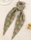 Fashion Green Flower Print Swallowtail Ribbon Bow Tie