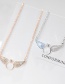 Fashion Large Rose Gold Angel Wings Micro Zircon Ring Necklace