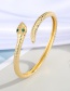 Fashion Scale-headed Snake Snake-shaped Gold-plated Copper Open Bracelet With Diamonds