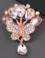 Fashion Pink Alloy Diamond Butterfly Flower Brooch