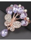 Fashion Purple Alloy Diamond Butterfly Flower Brooch