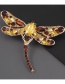 Fashion Yellow Alloy Diamond Dragonfly Brooch