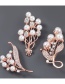 Fashion Five Pearls Alloy Diamond Pearl Flower Brooch