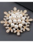 Fashion Snowflake Alloy Diamond Pearl Snowflake Brooch