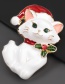 Fashion White Cat Alloy Oil Drop Diamond Black Cat And White Cat Brooch
