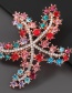 Fashion White Alloy Encrusted Starfish Hollow Brooch