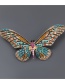 Fashion Rose Red Green Alloy Studded Butterfly Brooch