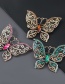 Fashion Green Alloy Encrusted Butterfly Hollow Brooch