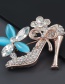 Fashion Beige Alloy Diamond Flower High Heel Brooch