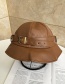 Fashion Khaki Pu Leather Metal Buckle Fisherman Hat