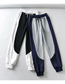 Fashion Black And White Elastic Waist Color Block Sports Trousers