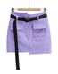 Fashion Khaki Workwear Skirt With Irregular Stitching Pockets With Belt
