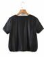 Fashion Black Round Neck Knitted Short Sleeve Top