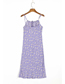 Fashion Purple Floral Floral Print Suspender Dress