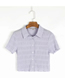 Fashion Purple Pleated Single-breasted Lapel Short-sleeved Shirt