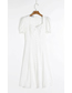 Fashion White Low Neck Single Breasted Short Sleeve Dress
