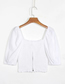 Fashion White Square Collar Pleated Short Sleeve Top