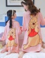 Fashion Child Bear Ice Silk Printed Shirt-style Parent-child Nightdress Home Wear