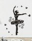 Fashion Black 35*57cm Ballet Girl Yoga Gymnastics Removable Wall Sticker