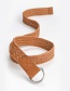 Fashion Brown Double Loop Buckle Wax Rope Braided Alloy Belt