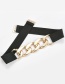 Fashion Black-gold Buckle Stretch Elastic Chain Stitching Slim Slim Belt
