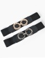 Fashion Black-gold Buckle Alloy Double Round Buckle Elastic Elastic Wide Belt